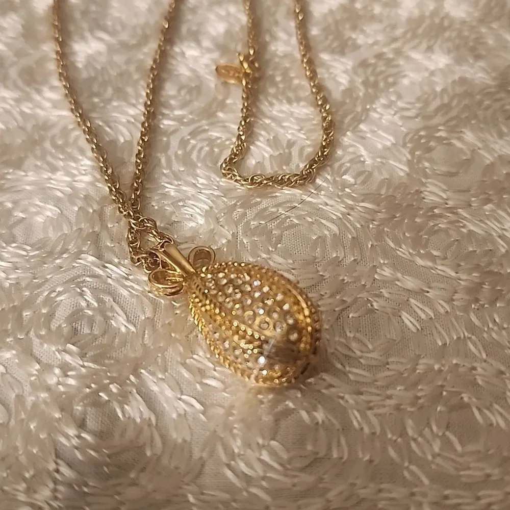 Vintage Joan Rivers Gold Paved Diamond Necklace